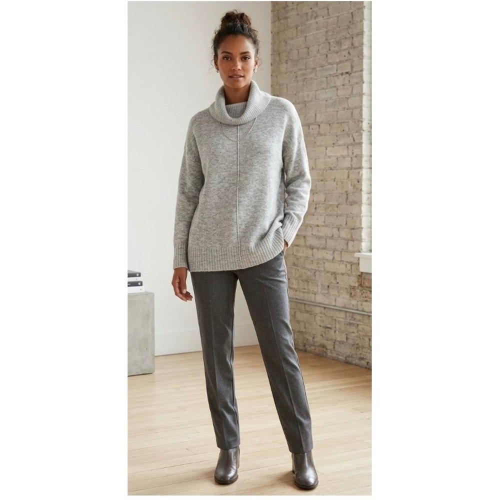 Loft Womens Grey Heather Cowl Neck Long Sleeve Seam Detail Sweater Large
